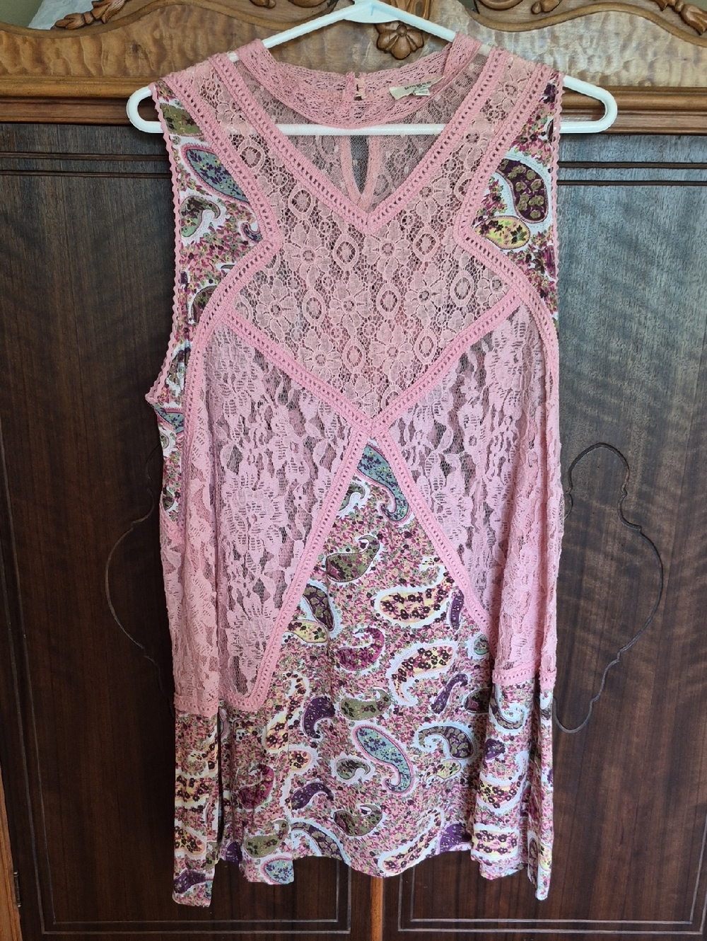 Umgee Blush Pink Lace Overlay Tank Top
